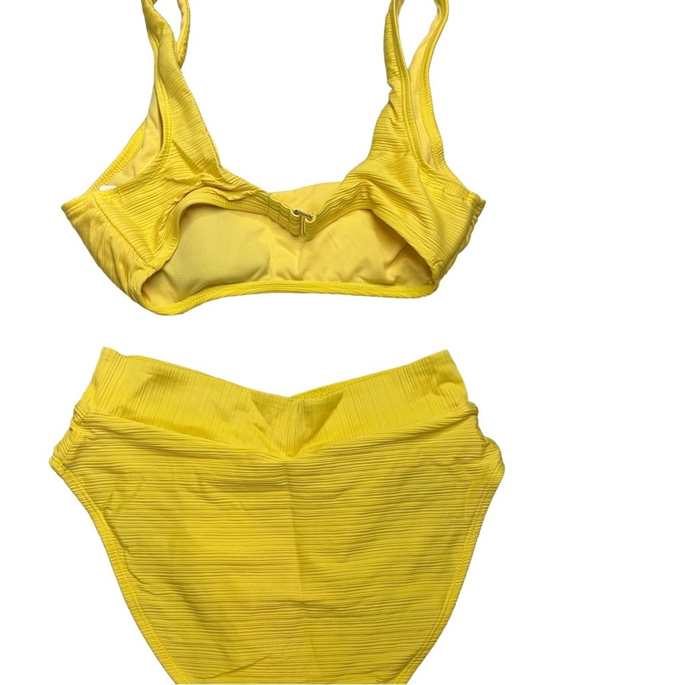 Women’s 2-Piece Salt + Cove Bright Yellow Ribbed Swimsuit. Size M - Picture 4 of 9
